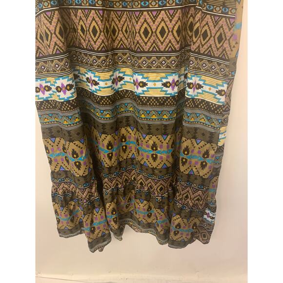 Mine Womens Maxi Dress SZ L Boho Aztec Country Festival Southwest Sundress - Picture 5 of 9
